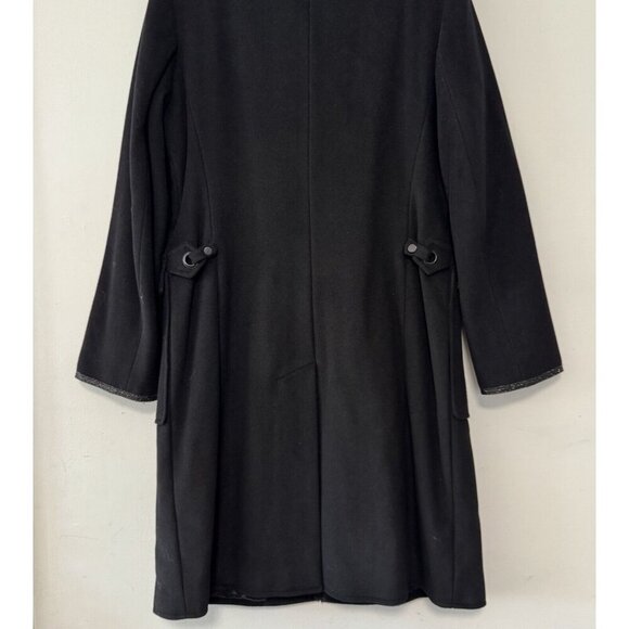 Vintage Y2K Ramosport Black Trench Overcoat Grommet Studded Cashmere Wool Coat - Picture 5 of 16